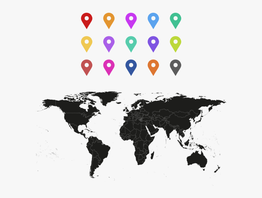 World Map Vector Png - Black Map Of World Transparent Background, Png Download