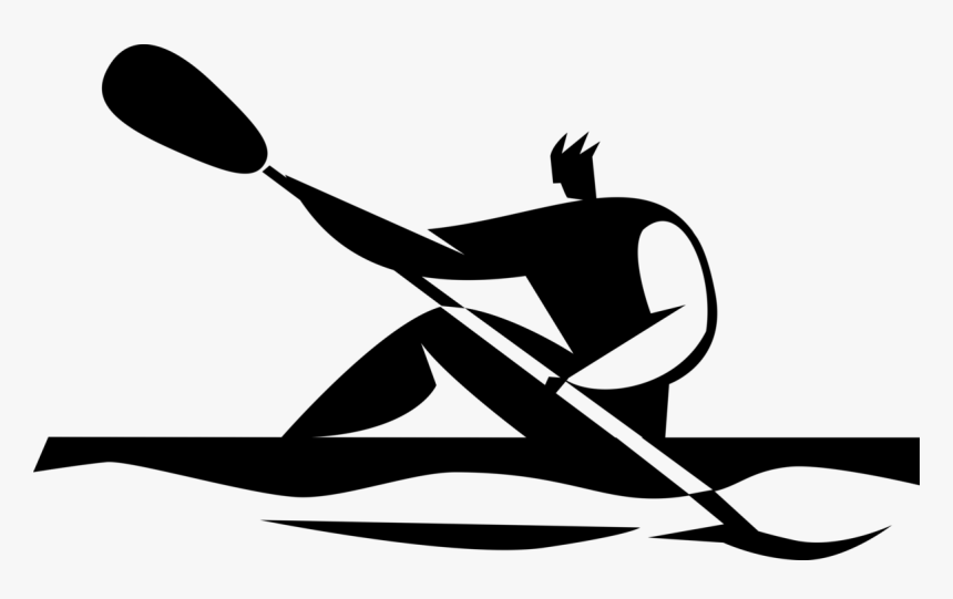 Transparent Canoe Clipart Black And White - Silhouette Kayak Clip Art, HD Png Download