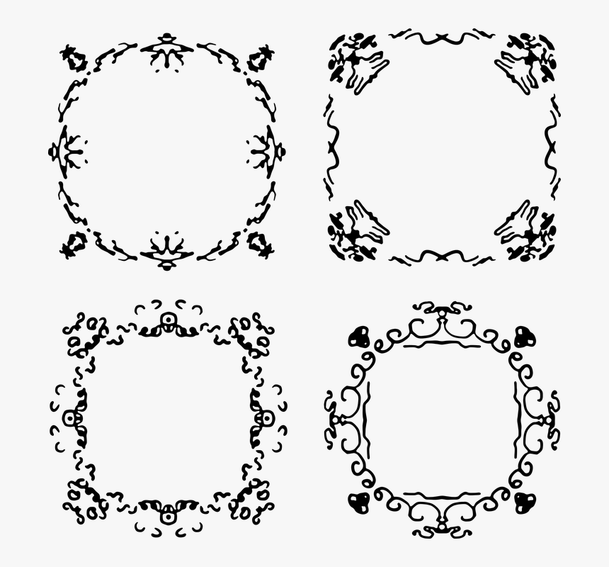 Marco, Negro, Ilustración, Vector, Aislado, Blanco - Khung Hình Trắng Đen, HD Png Download