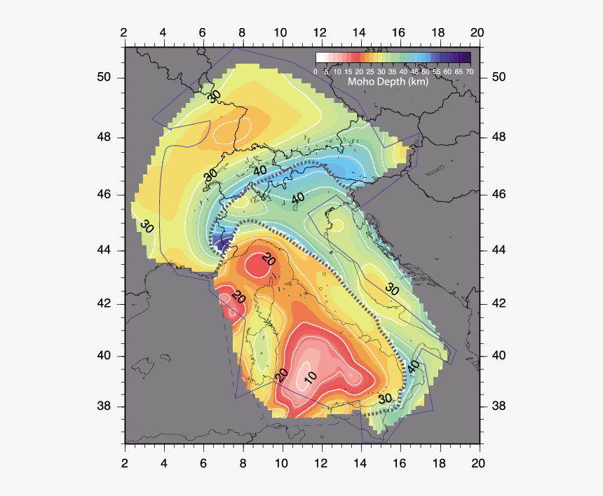 Moho Depth Italy, HD Png Download