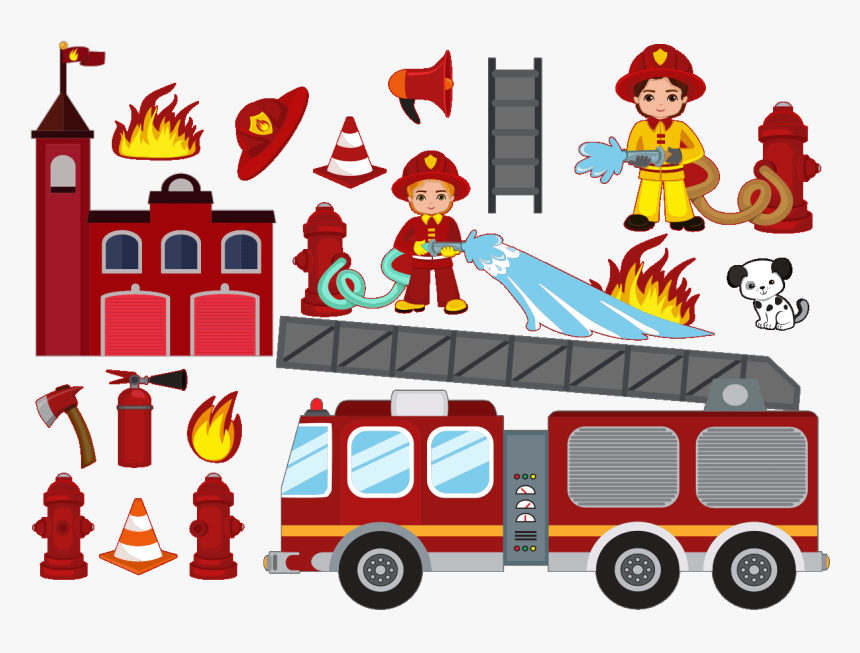 Clipart Firetruck With Hose And Ax, HD Png Download