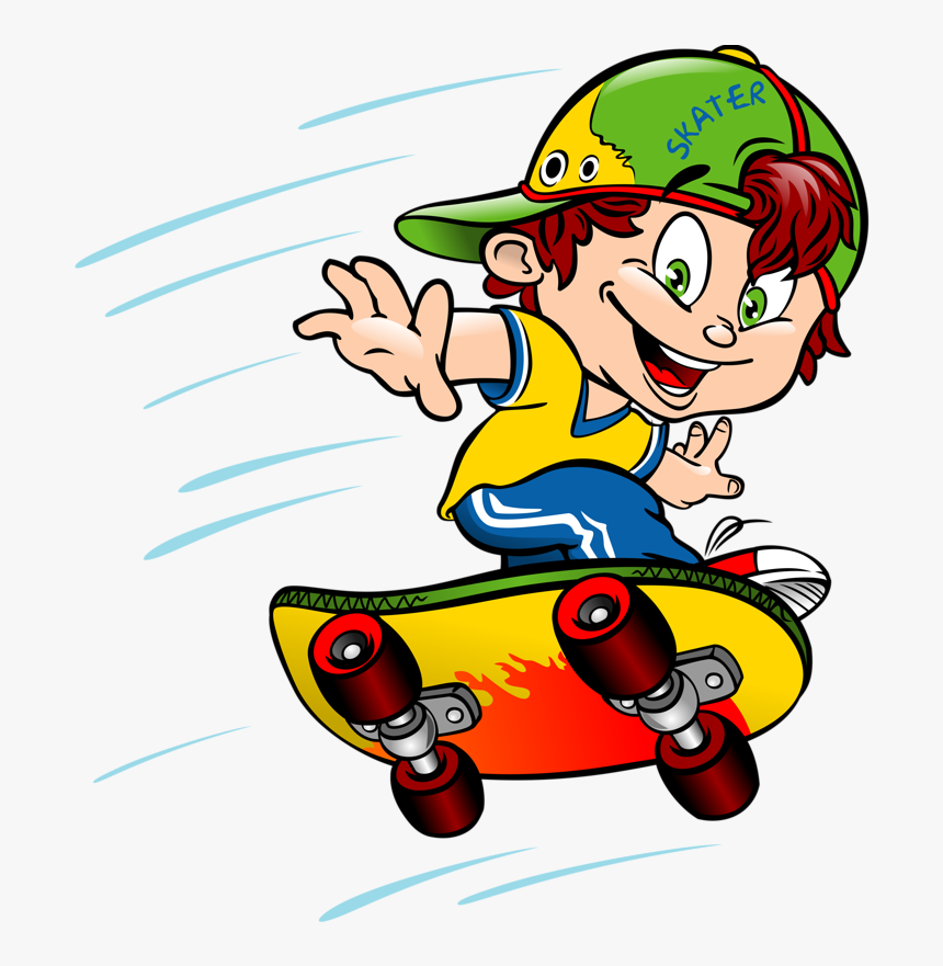Personajes, Ilustración, Persona, Persona, Gente Clipart - Boy On Skateboard Clipart, HD Png Download