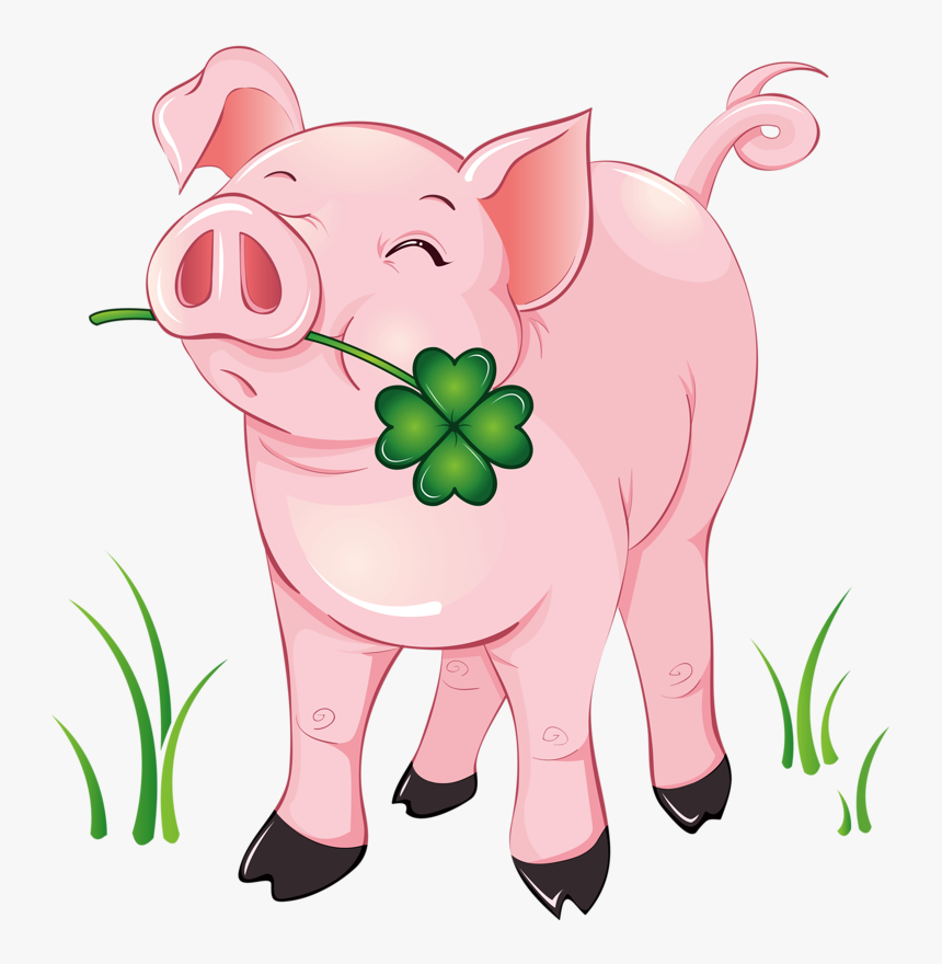 Gl Cksschwein Mit Cksklee - Pig Clipart, HD Png Download