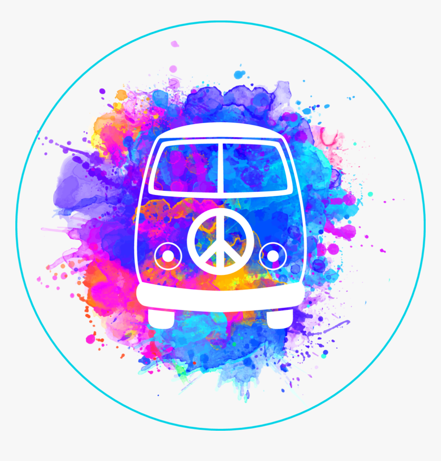 Peace And Love Watercolor Hippie Van Splatter Sticker - Creative Raksha Bandhan Invitation, HD Png Download
