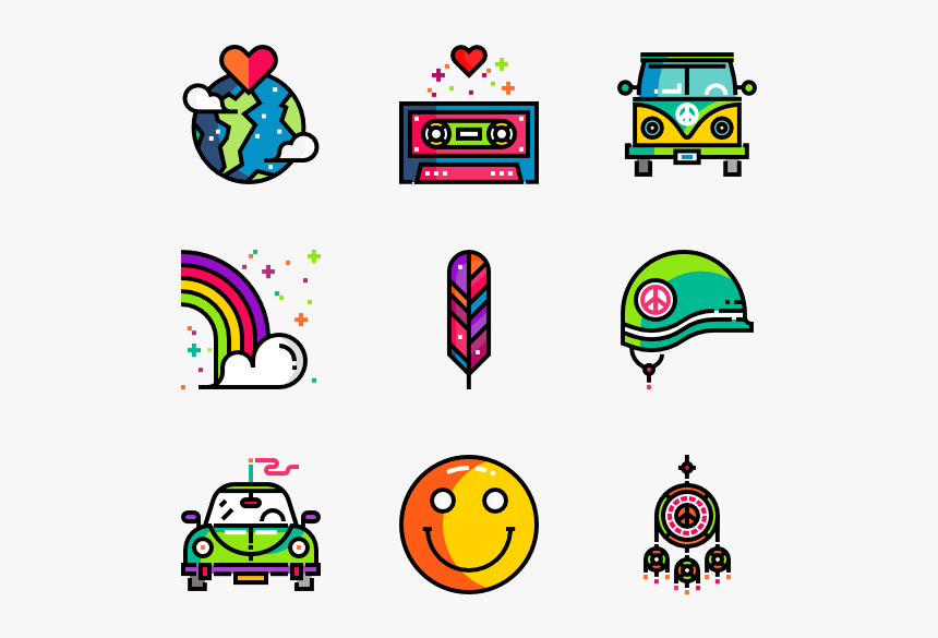 Hippie Icons Png, Transparent Png