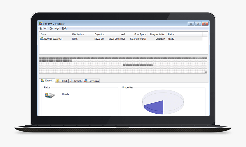 Laptop Showing The Defraggler Business Edition Interface - Google Analytics 360 Salesforce, HD Png Download