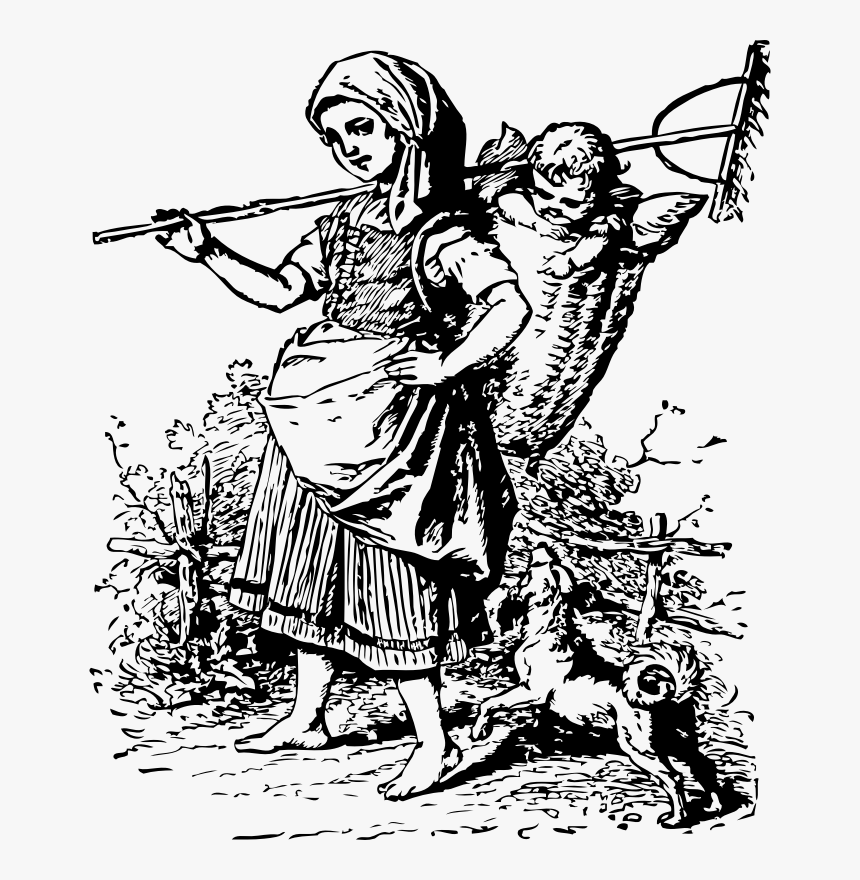 Haymaker - Clipart Female Farmer Black And White, HD Png Download