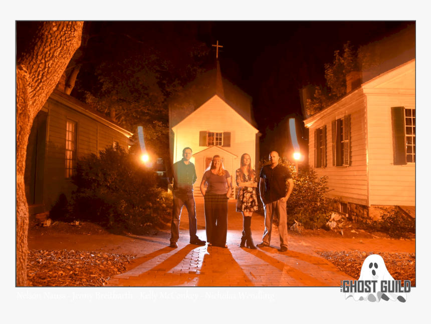 Photo Of Four People In The Dark, In Front Of A Creepy, HD Png Download