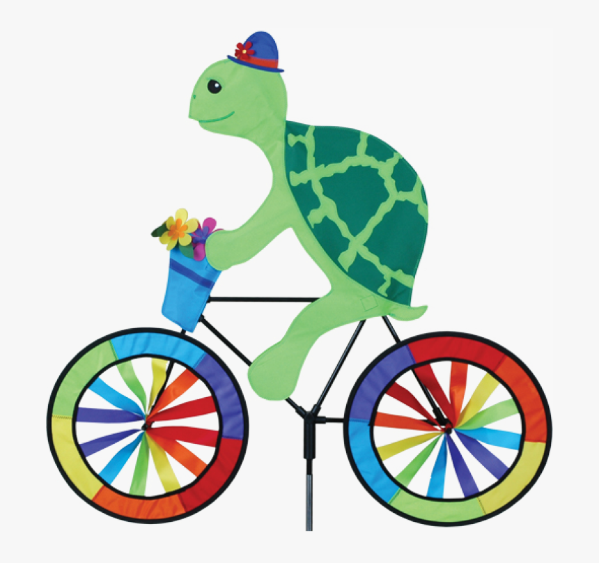 Image Of Turtle On A Bicycle/bike Spinner - Turtle Bike, HD Png Download