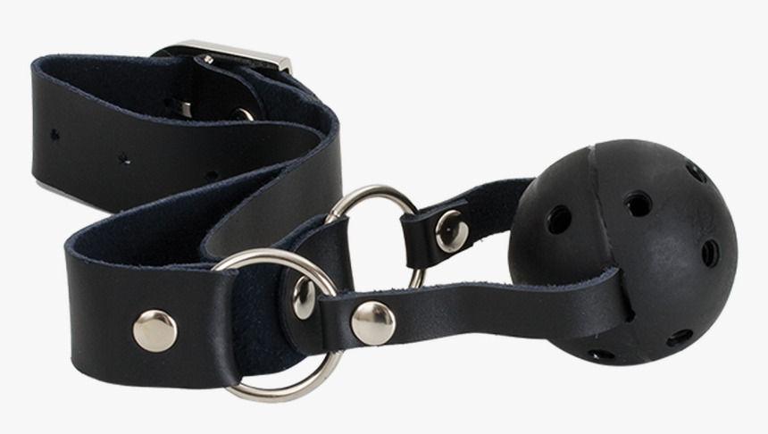 Breathable Ball Gag With Leather Collar Black - Belt, HD Png Download