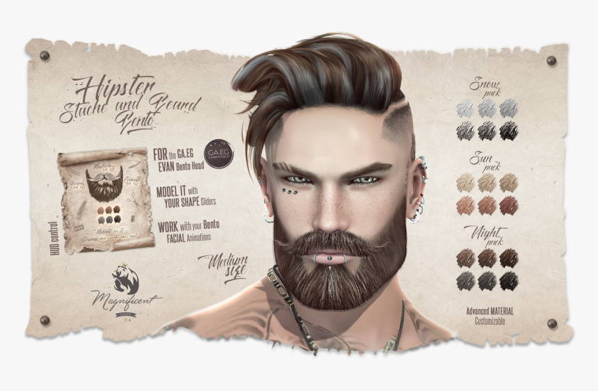 Only For The Ga - Second Life Bento Beard, HD Png Download