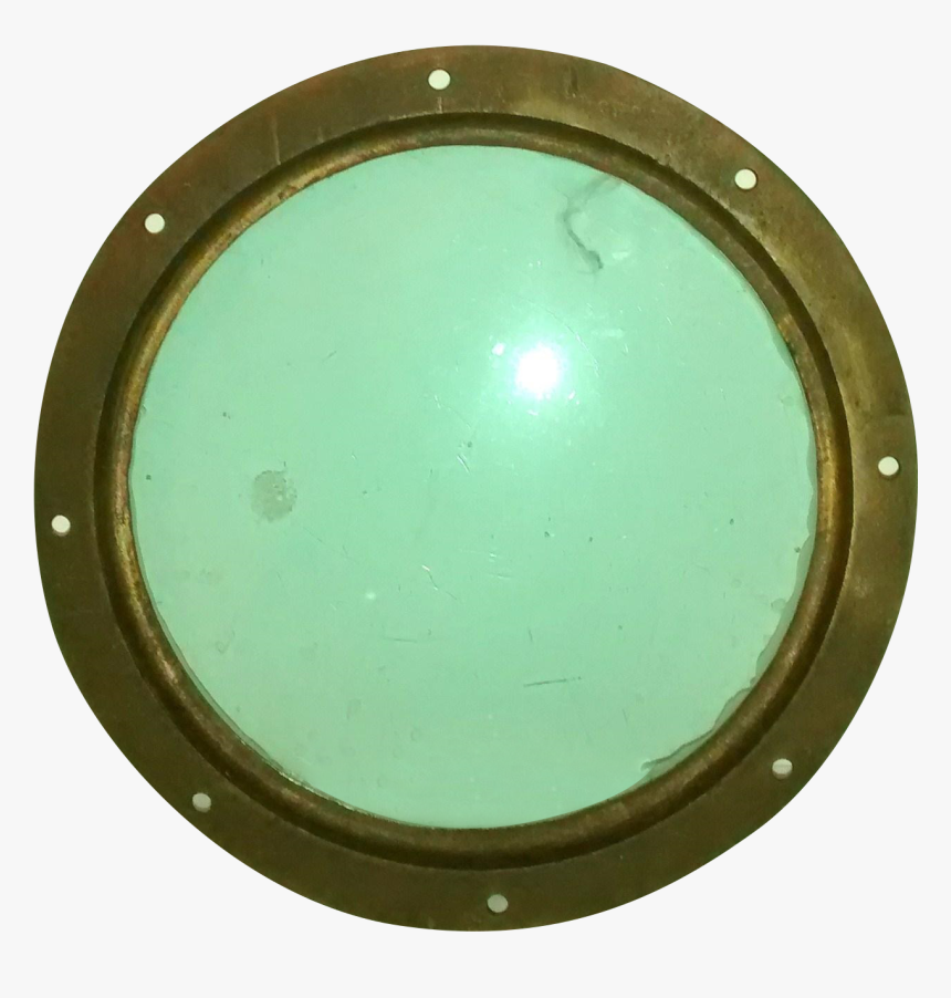 Vintage 1960s Nautical Brass Green Glass Porthole On - Circle, HD Png Download