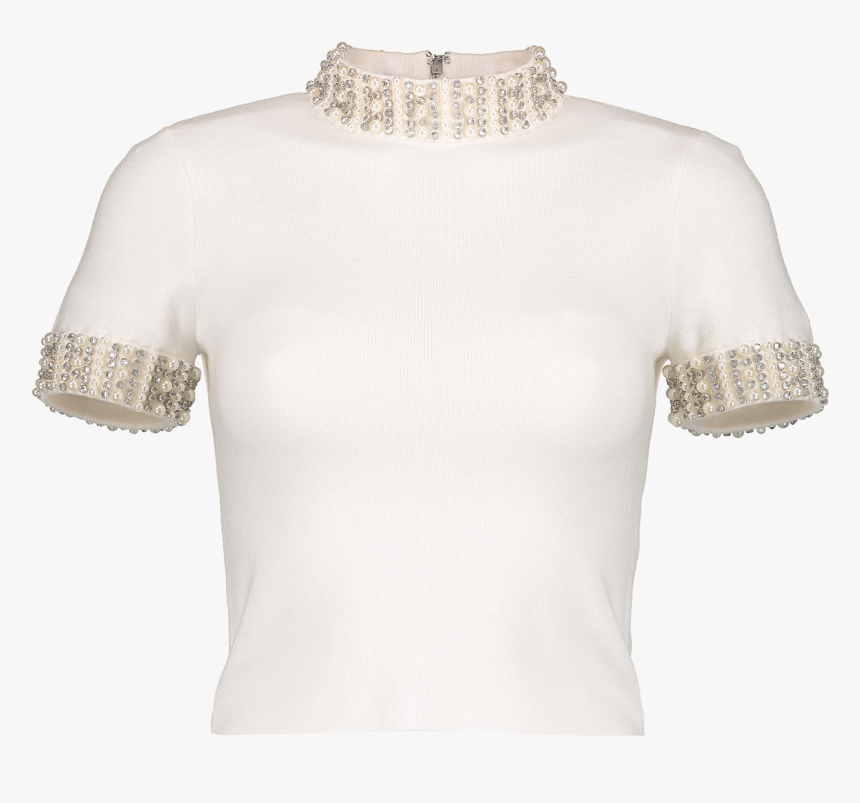 Ciara Embellished Crop Sweater Soft White , Png Download - Sweater, Transparent Png