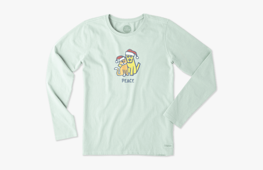Women S Peace Cat Dog Long Sleeve Crusher Tee - Long-sleeved T-shirt, HD Png Download