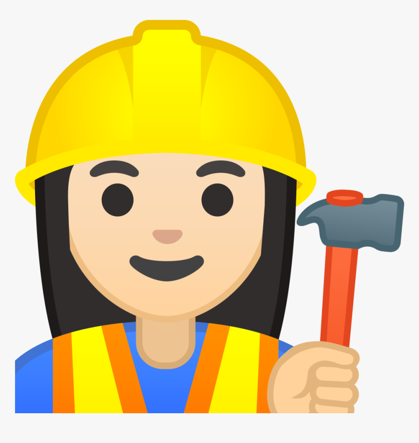 Woman Construction Worker Light Skin Tone Icon - Work Emoji, HD Png Download