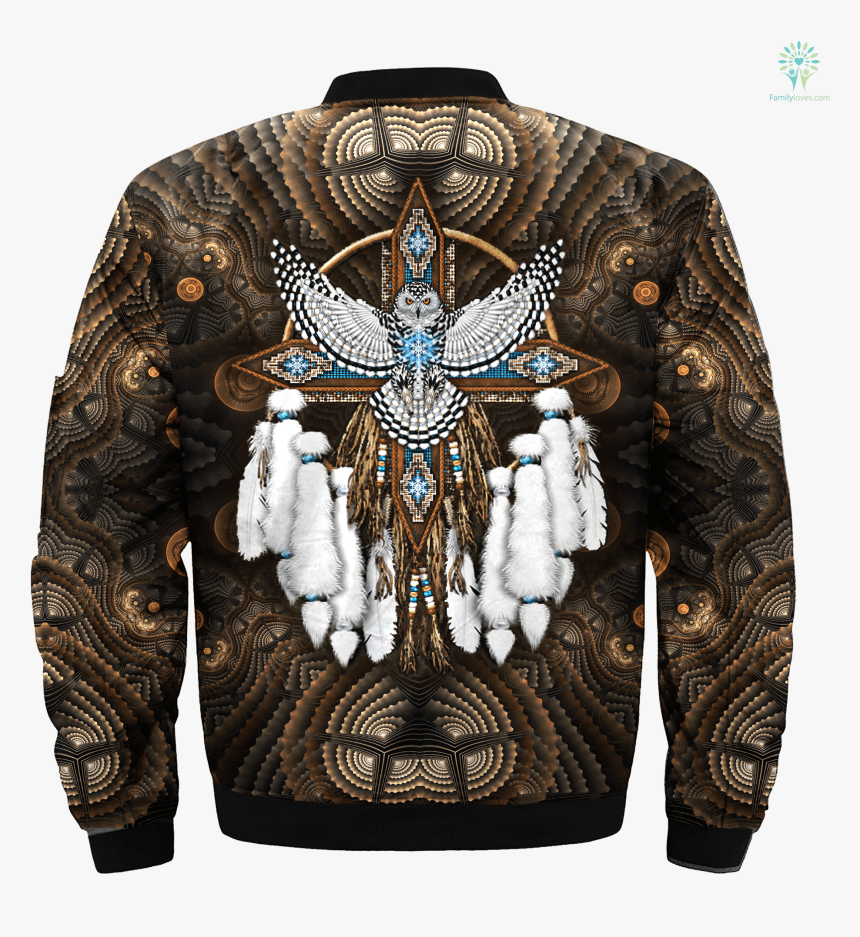 Snowy Owl Native American Mandala Over Print Bomber - Native American White Owl, HD Png Download