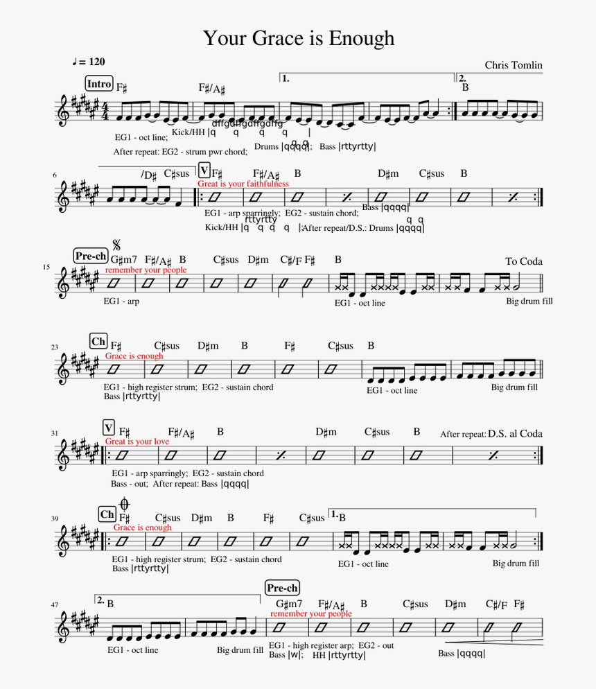 Your Grace Is Enough Chris Tomlin 악보, HD Png Download