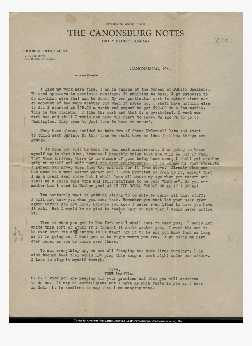 War Love Letters To Husband, HD Png Download