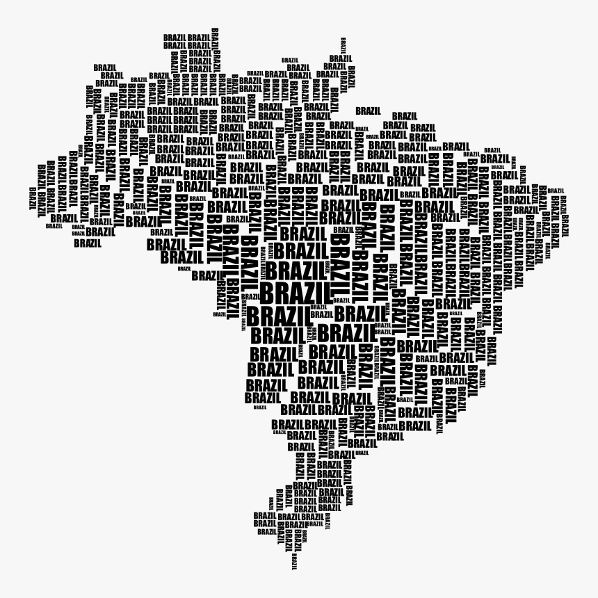 Brazil Map Typography Black - Illustration, HD Png Download