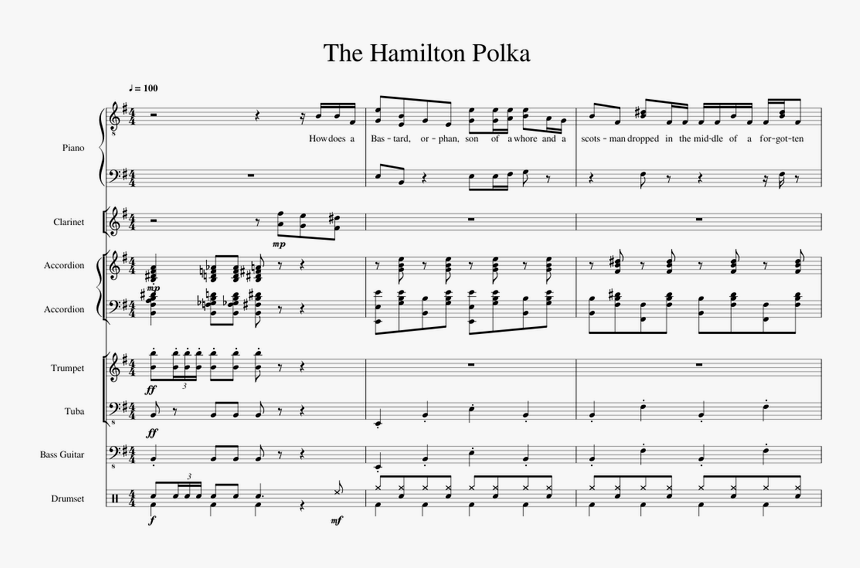 Hamilton Polka Sheet Music, HD Png Download