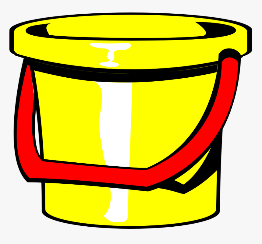 Buck, Pail, Yellow, Red, Reflection, Playground, Toy - Yellow Bucket Clipart, HD Png Download
