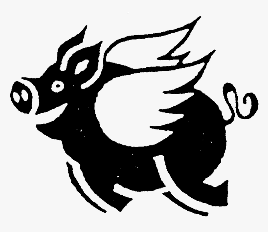 Flying Pig Rubber Stamp 
 Title Flying Pig Rubber Stamp - Pig Stamp, HD Png Download
