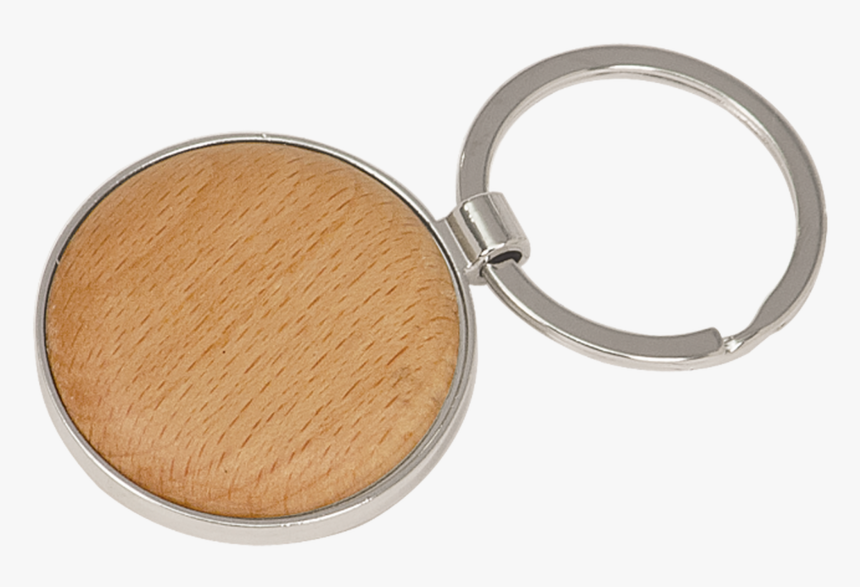 Silver & Wood Round Keychain - Round Keychain, HD Png Download