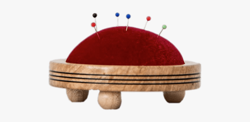 Red Pin Cushion On Wooden Stand - Circle, HD Png Download