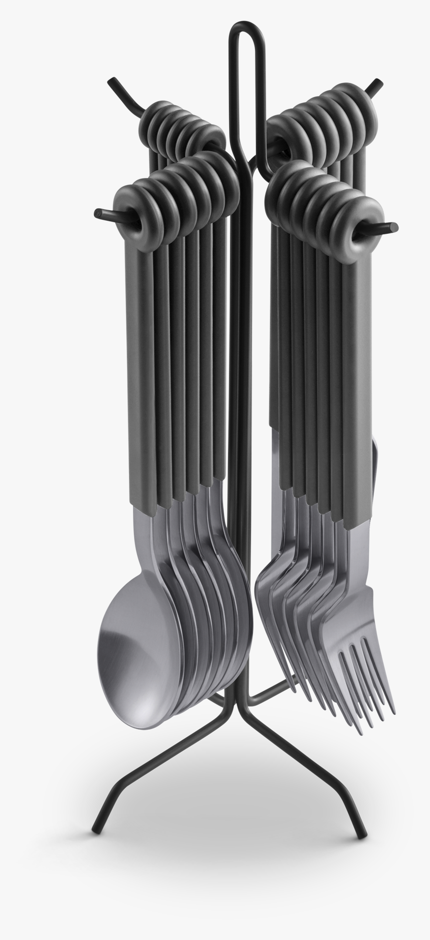 Mono Ring Flatware Set 24 Stand Grey - Mono Ring Flatware Set Black With Stand, HD Png Download