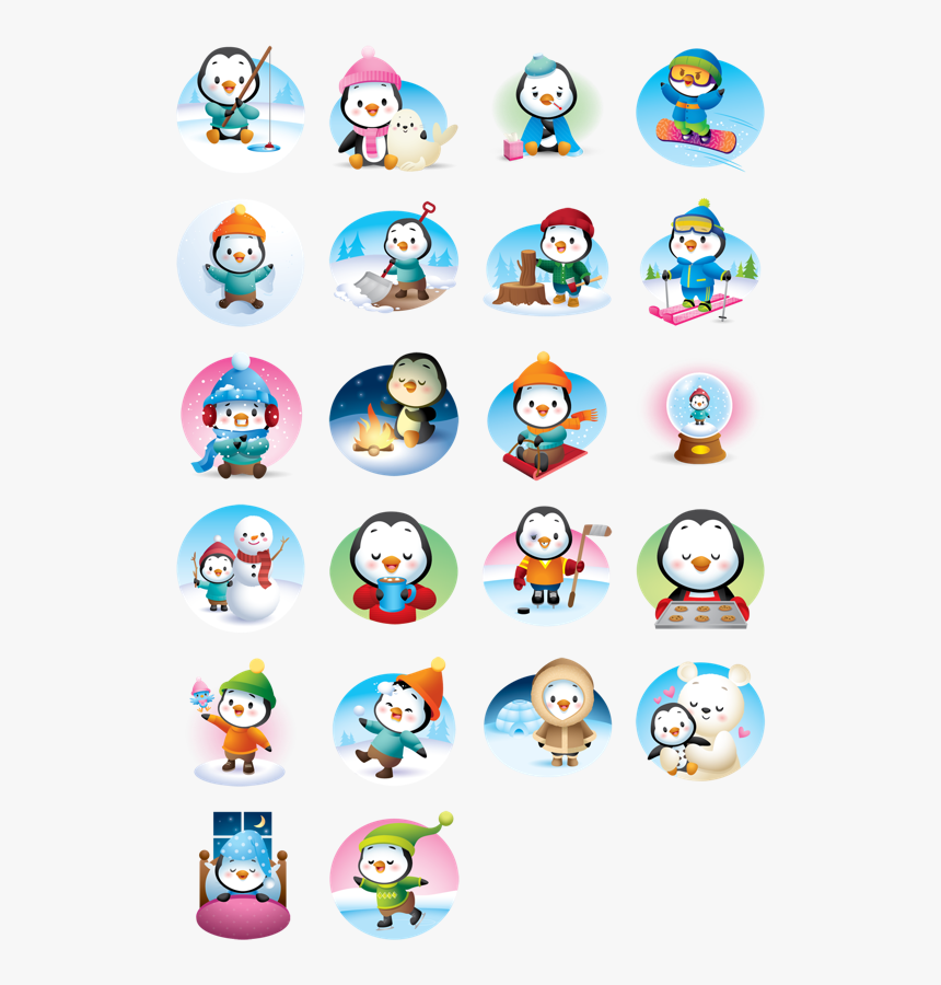 Waddles Winter Facebook Stickers, HD Png Download