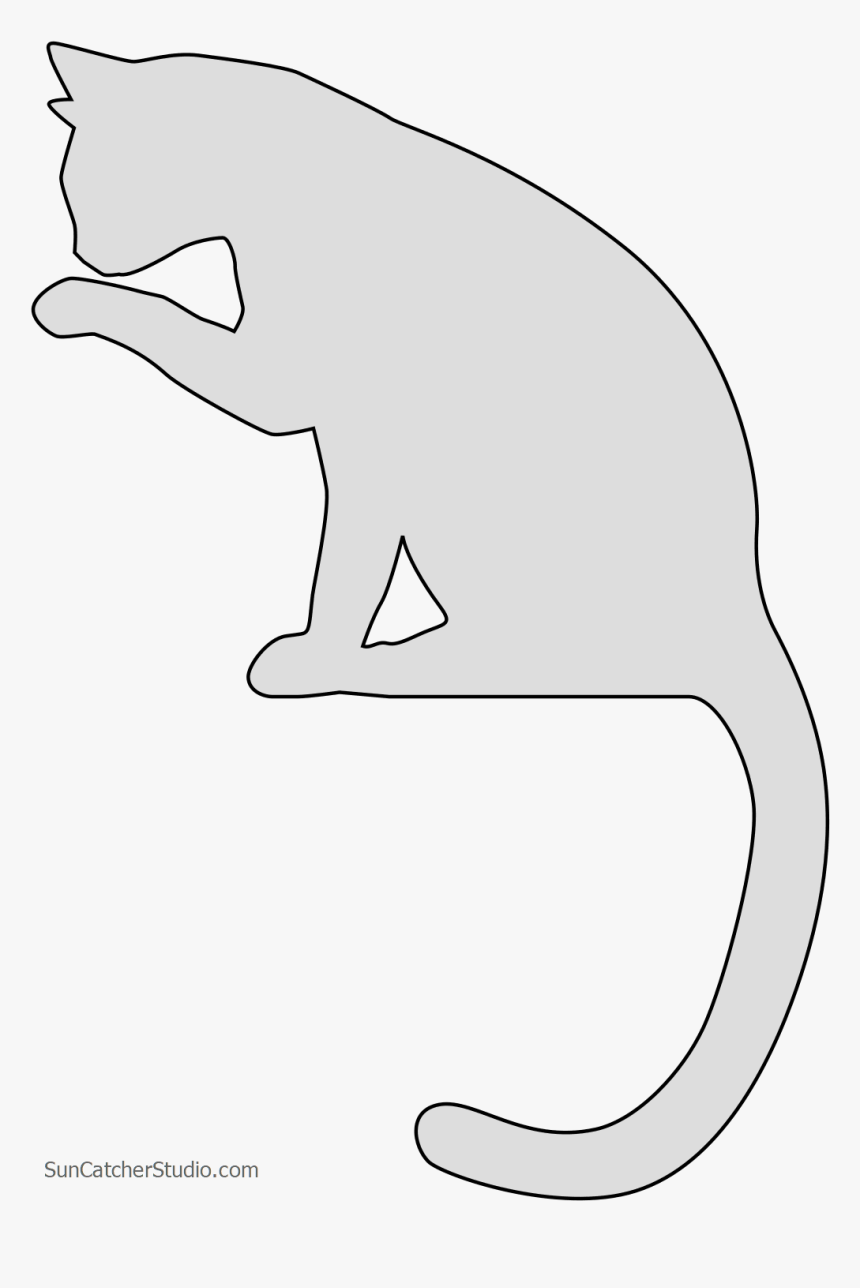 Free Cat Cleaning Paw Cat Kitten Silhouette Pattern - Illustration, HD Png Download