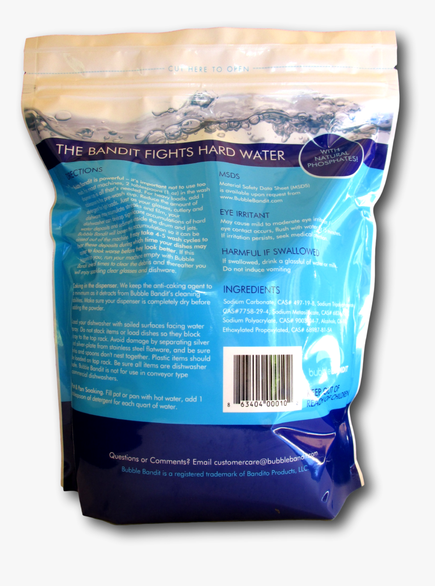 One Bag Bubble Bandit Dishwasher Detergent With Natural - Water, HD Png Download