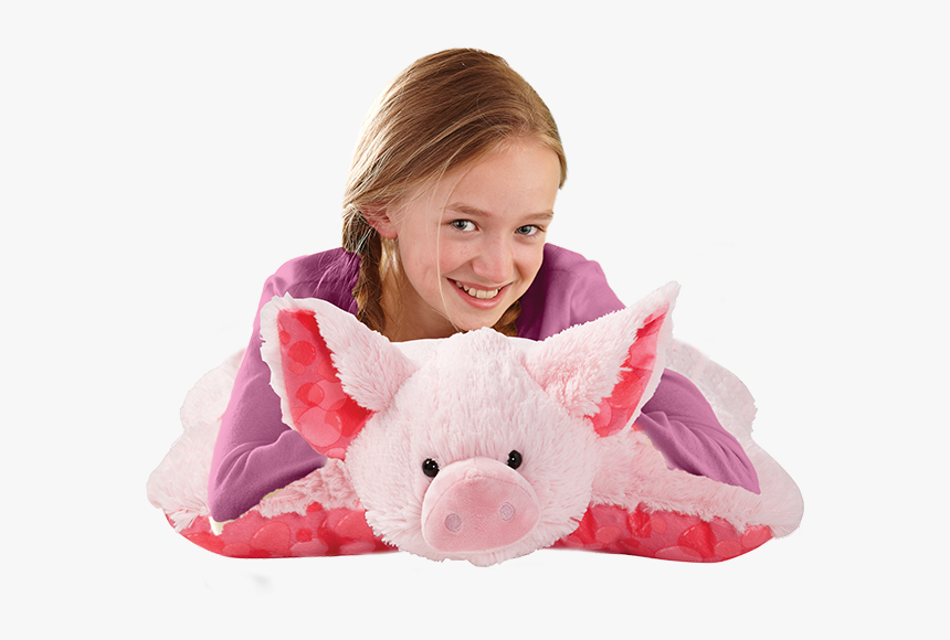 Sweet Scented Bubble Gum Piggy Pillow Pet With Girl - Stuffed Toy, HD Png Download