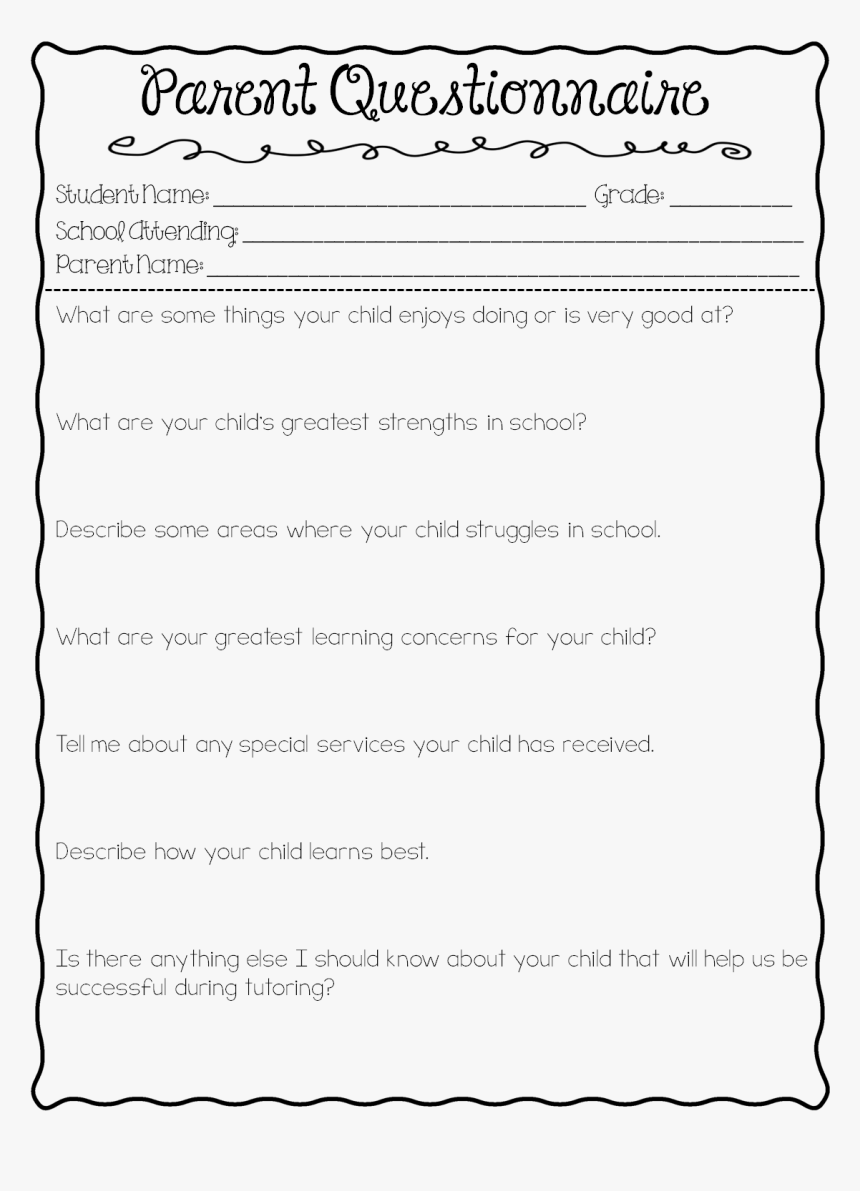 Tutoring Questionnaire For Parents, HD Png Download