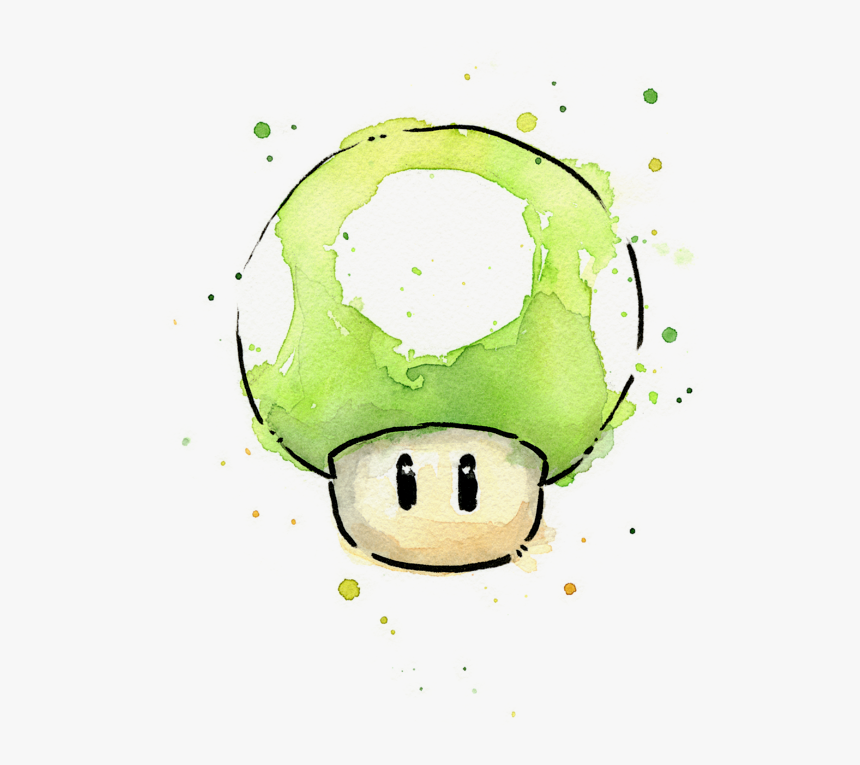 Super Mario Mushroom Watercolor, HD Png Download