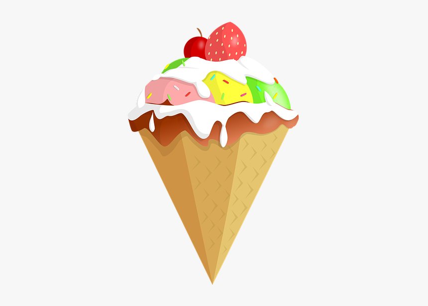 Ice Cream, Dessert, Delicious, Cold, Treat, Tasty, - Ice Cream Cone, HD Png Download