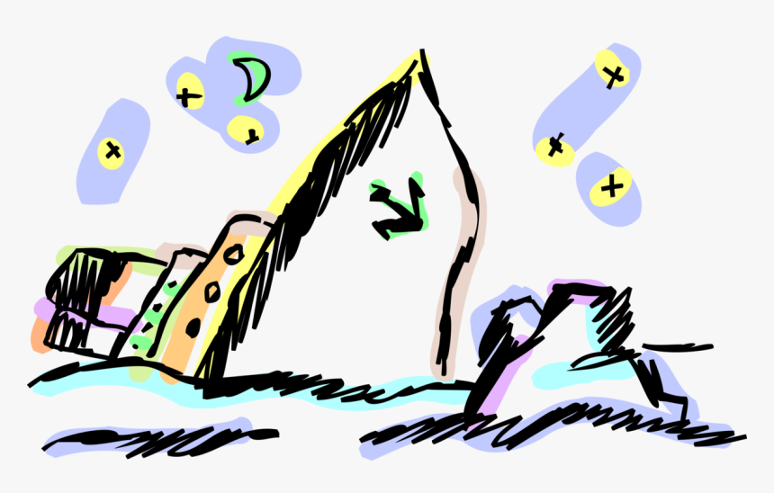 Vector Illustration Of Maritime Disaster Sinking Ship - Sinking Ship Clip Art, HD Png Download