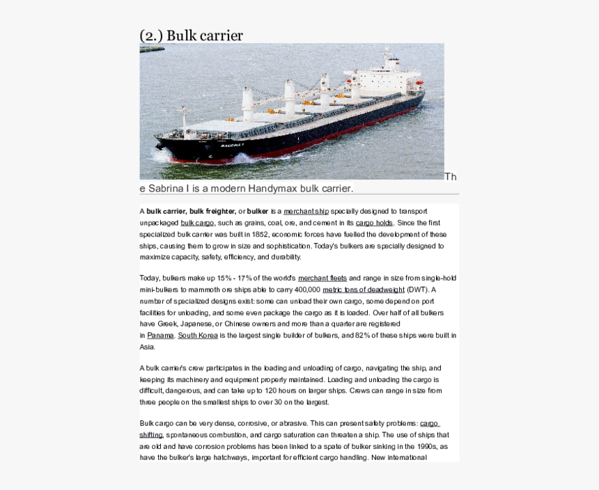 Handymax Bulk Carrier, HD Png Download