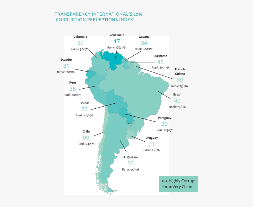 Corruption Perceptions Index South America - Atlas, HD Png Download