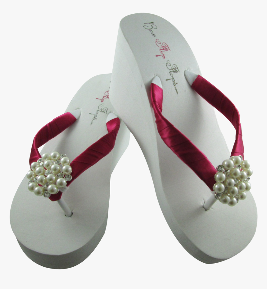Shocking Pink Pearl Bling Flip Flops - Flip-flops, HD Png Download