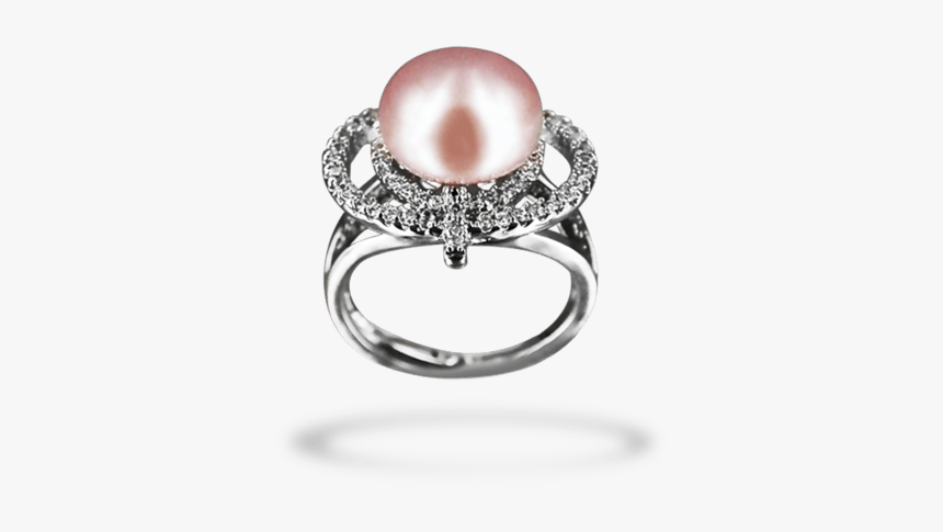 Diamond And Pink Pearl Engagement Ring, HD Png Download