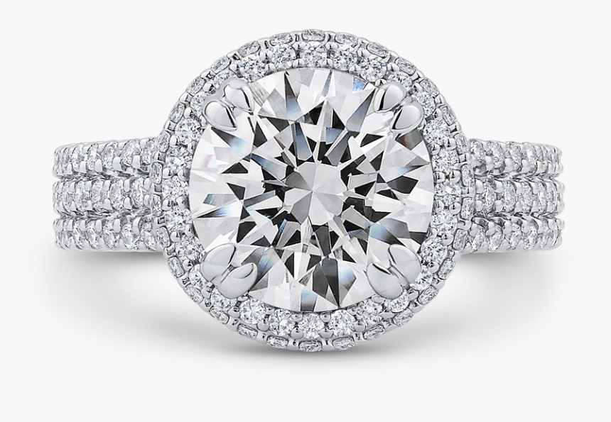 18k White Gold Round Cut Diamond Engagement Ring - Vintage Engagement Rings, HD Png Download