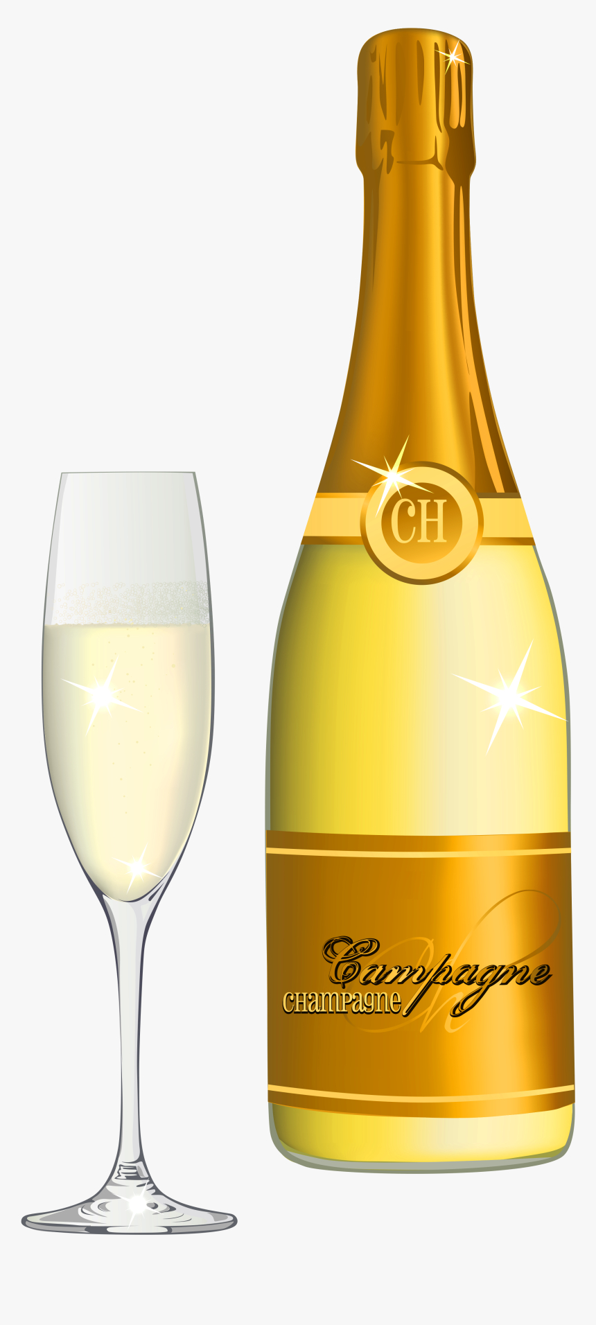 Glass Vector Png - Champagne Bottle Glass Clipart, Transparent Png