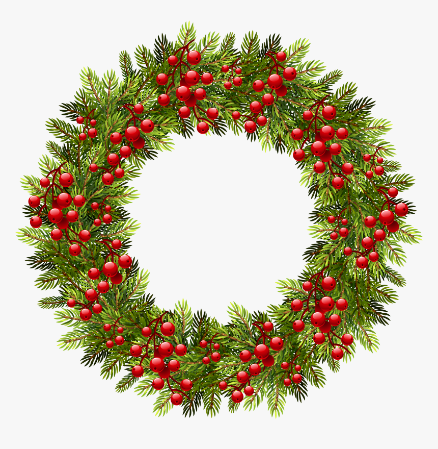 Pine Garland Cliparts - Christmas Wreath Png Holly, Transparent Png