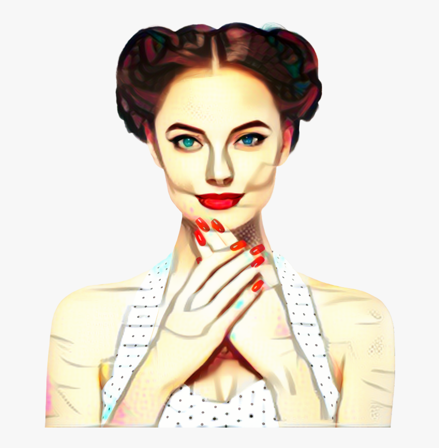Pin-up Girl Woman Retro Style Manicure Vintage - Illustration, HD Png Download