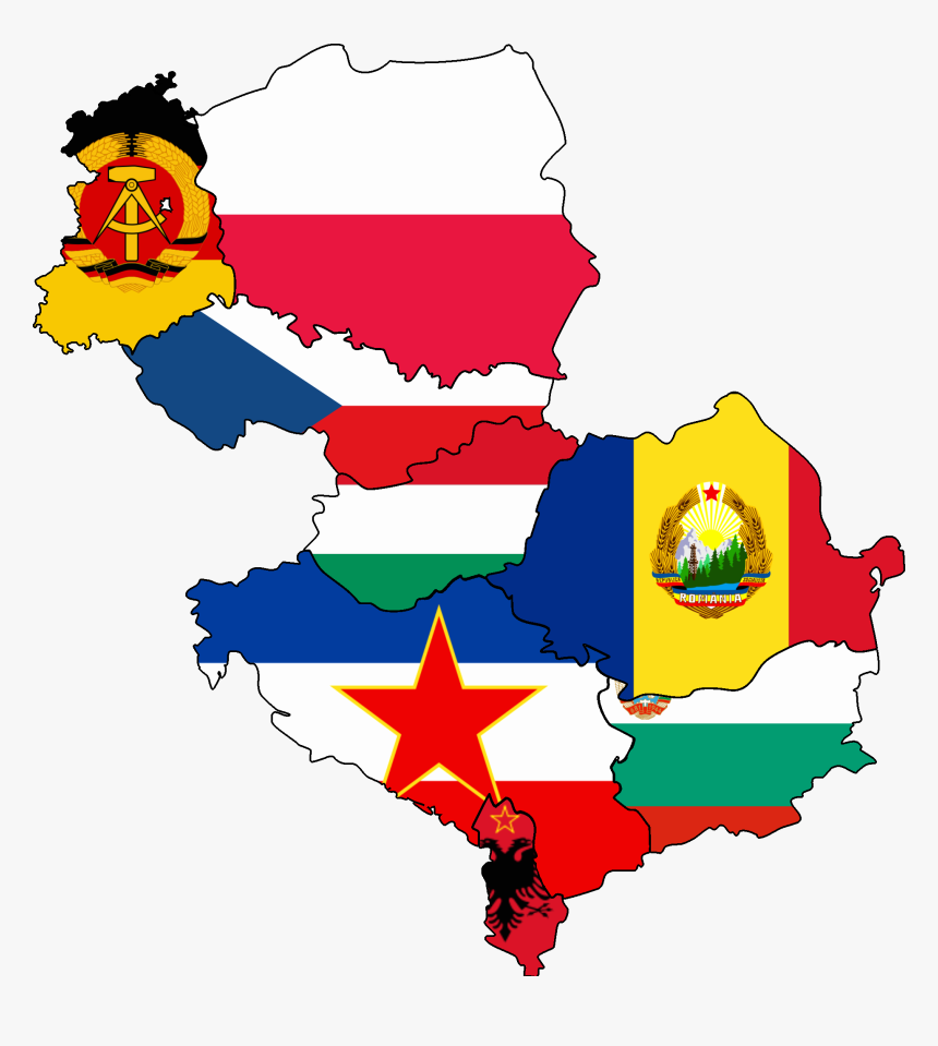 Flag Map Of Eastern Bloc Countries - Eastern Bloc Countries Flags, HD Png Download