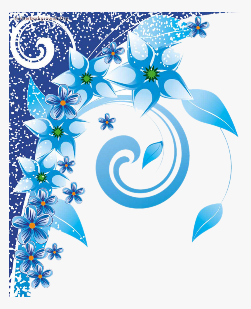 Floral Swirls Photoshop Background Png - Blue Floral Background Png, Transparent Png
