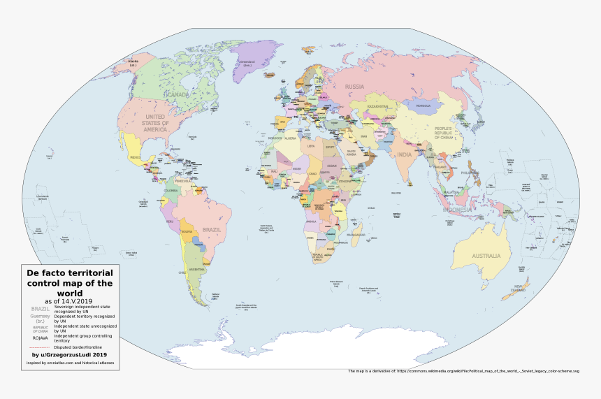 De Facto Map Of The World, HD Png Download