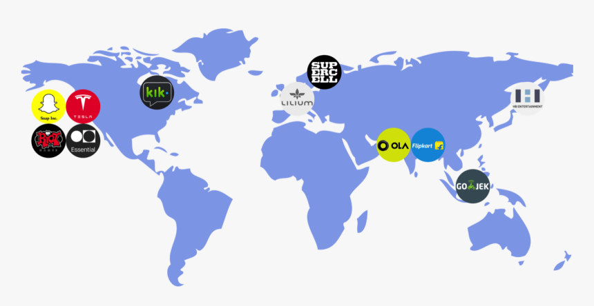 Map Of Tencent S Major Investments Outside Of China - World Map Vector Wikipedia, HD Png Download