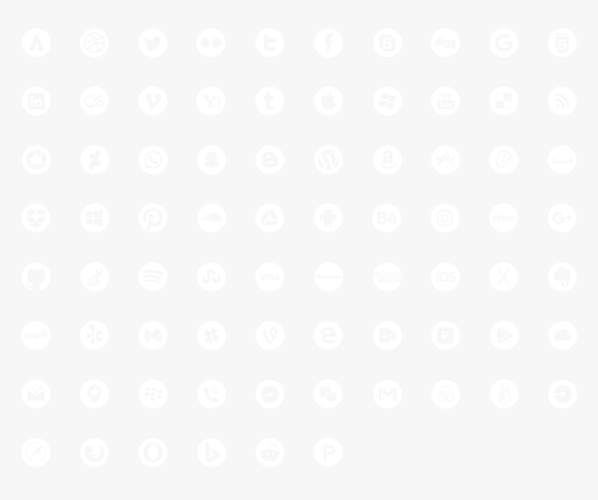 Picons Social - Full Preview - White Social Icons Png Transparent, Png Download